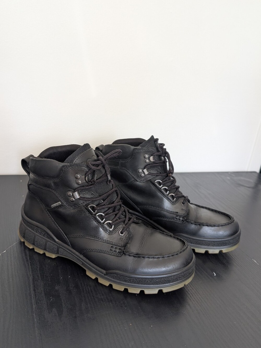 ECCO Track 25 GORE-TEX Waterproof Leather Hiking Boots 44 EU 10 US Black Moc Toe
